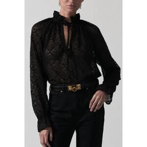NEW SECULAR carmel lace shirt in black